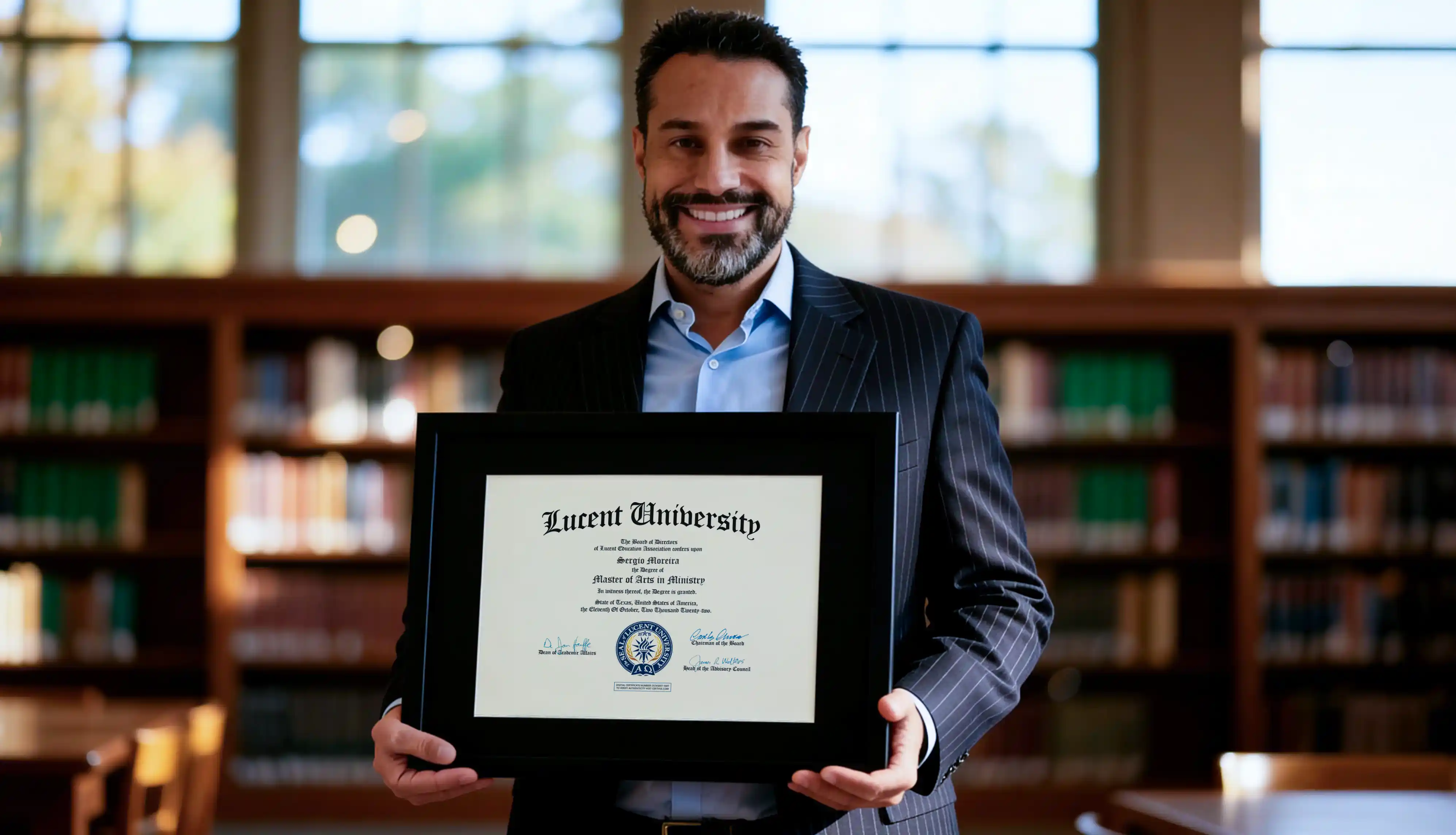 Advanced student exploring biblical studies for the Master in Divinity degree online