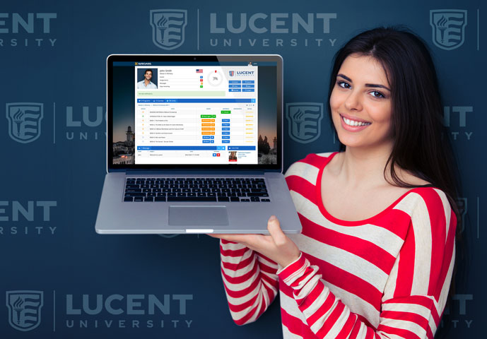 Girl with Lucent laptop